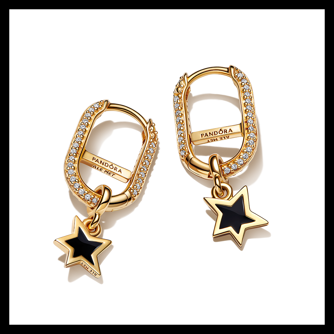 Pandora gold drop earrings shop