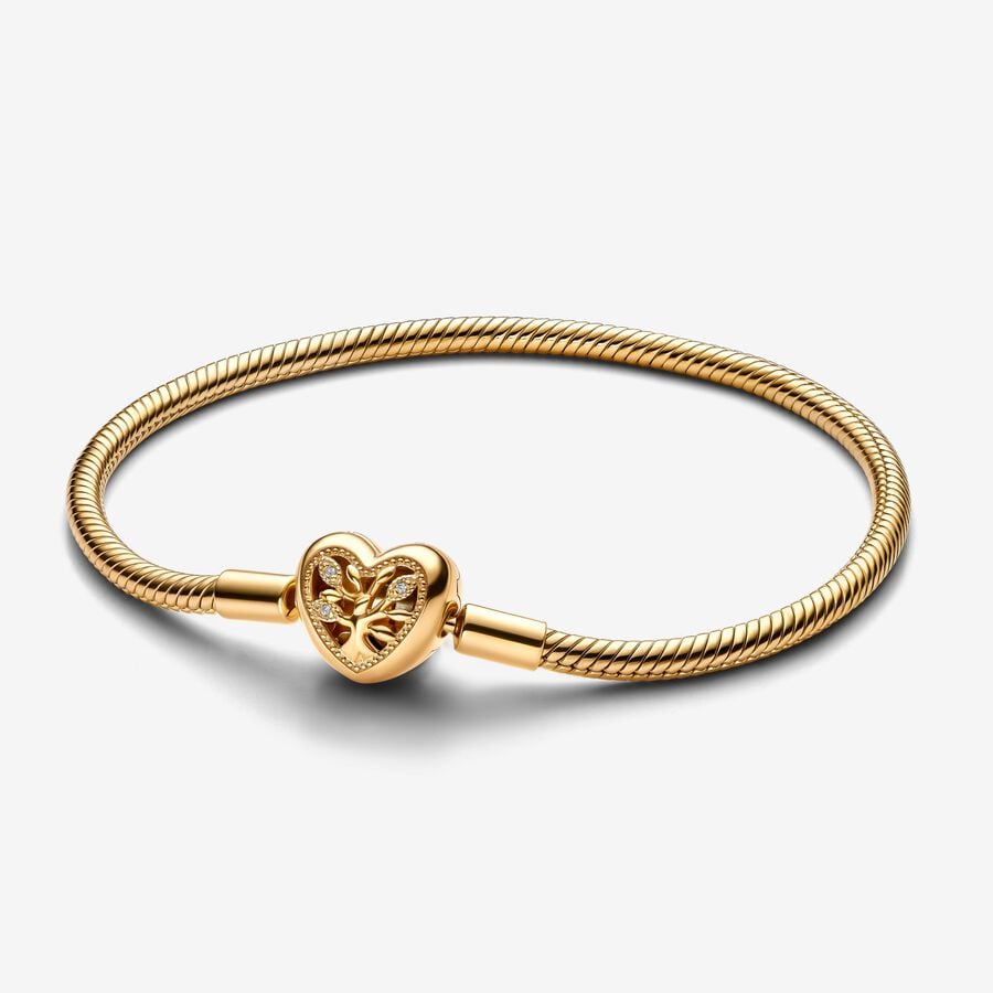 Pandora Family Tree Heart Clasp Snake Chain Bracelet, 7.9"