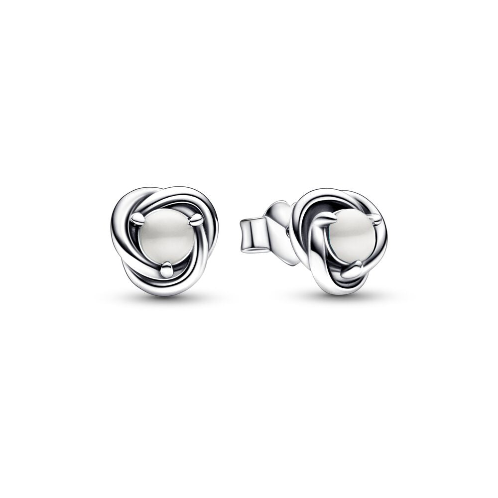 Pandora Birthdtone June White Eternity Circle Stud Earrings