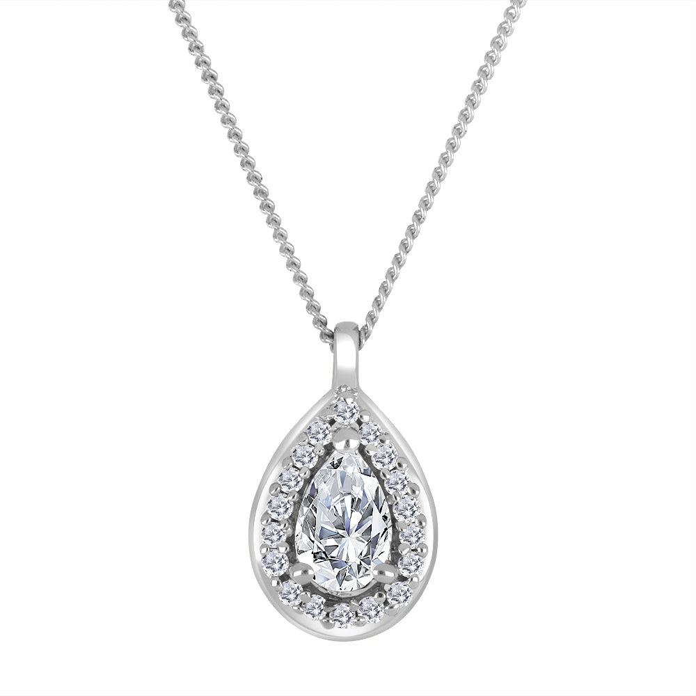 10k white gold halo pendant fe