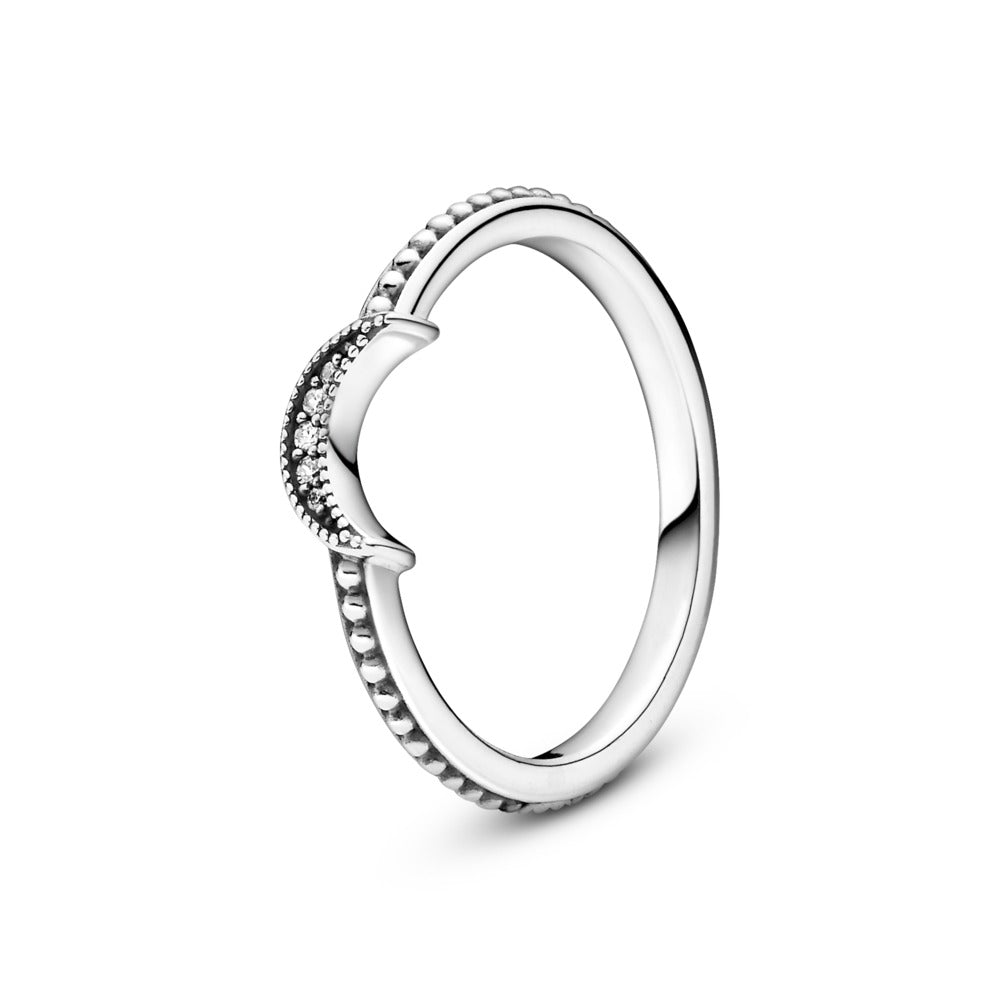FINAL SALE - Pandora Crescent Moon Beaded Ring, size 7.5