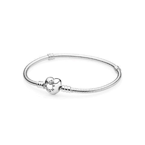 Pandora Moments Heart Clasp Snake Chain Bracelet, 7.1"