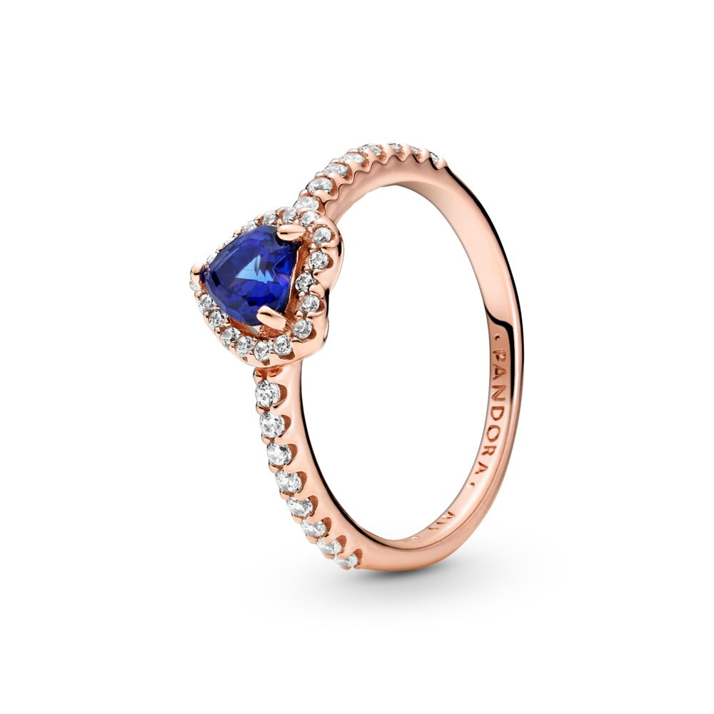 FINAL SALE - Pandora Sparkling Blue Elevated Heart Ring, Size 7.5