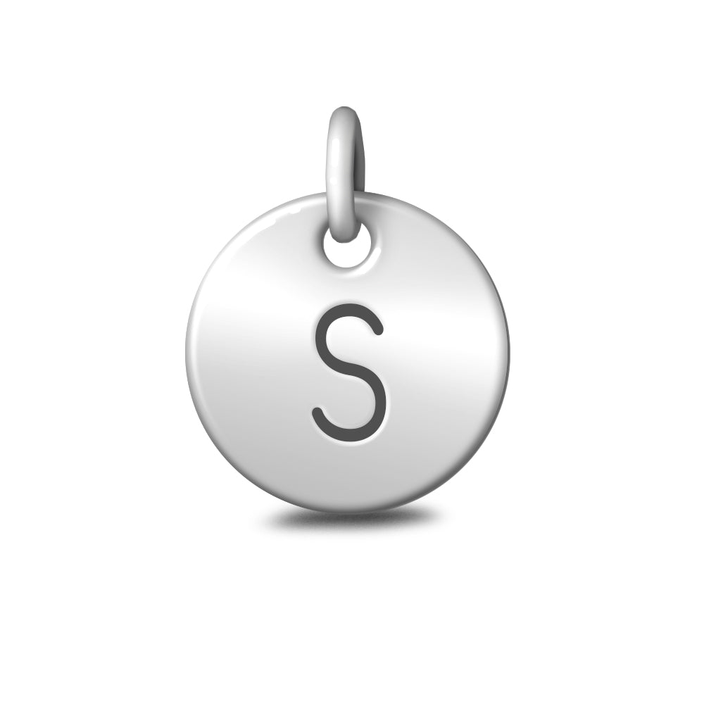 Silver Letter 'S' Disc Pendant