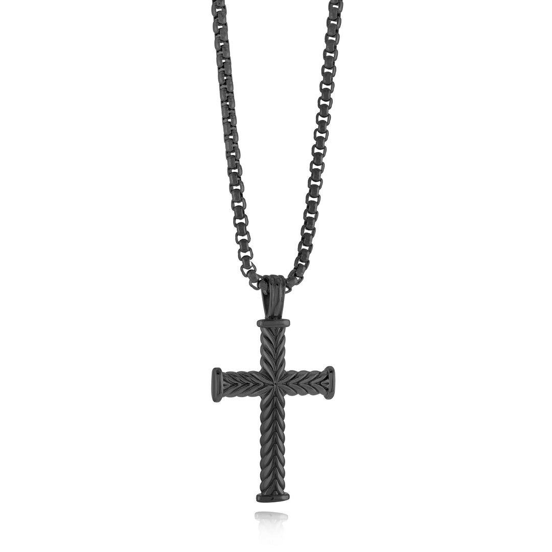Stainless Steel Black Cross Necklace.
