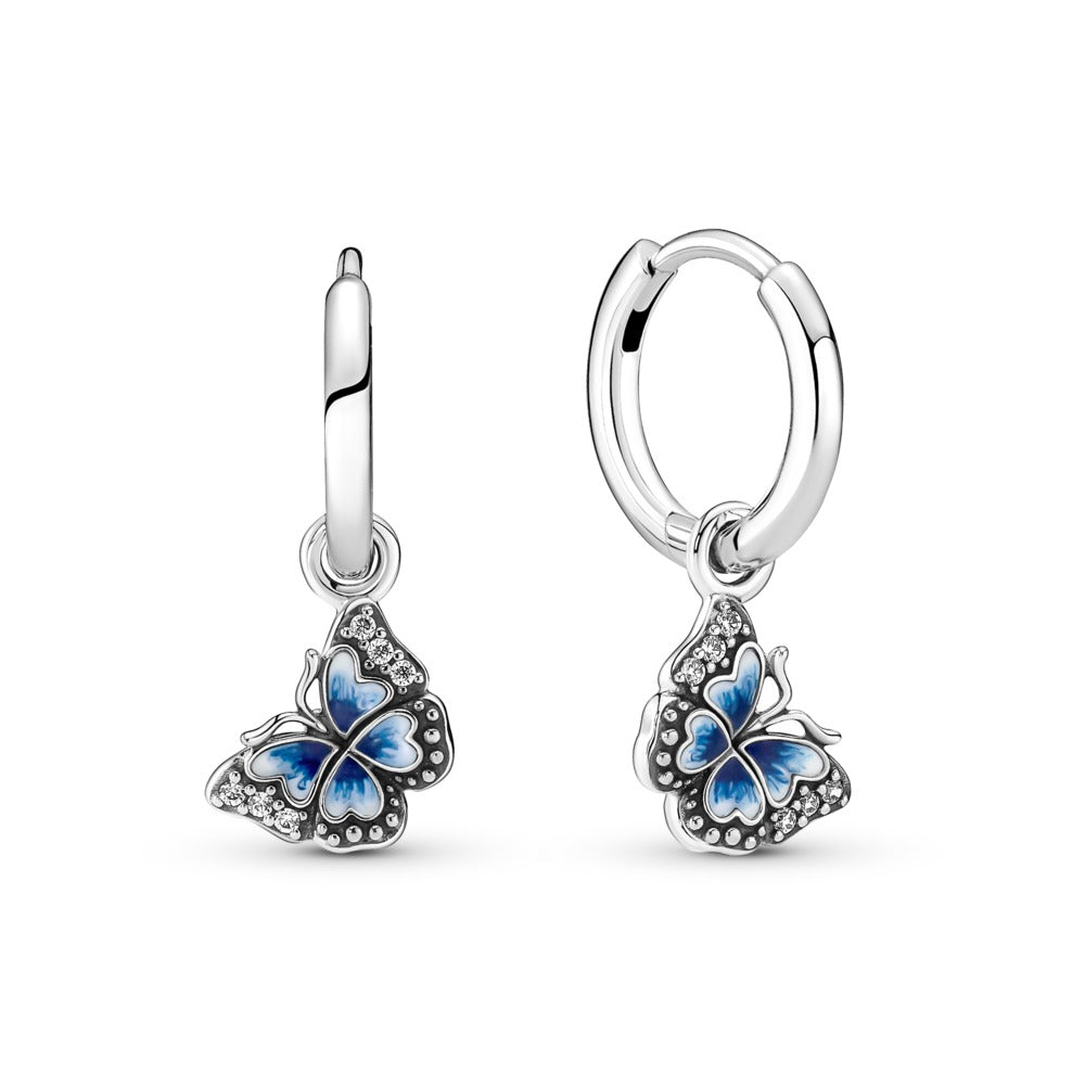 Pandora Blue Butterfly Hoop Earrings