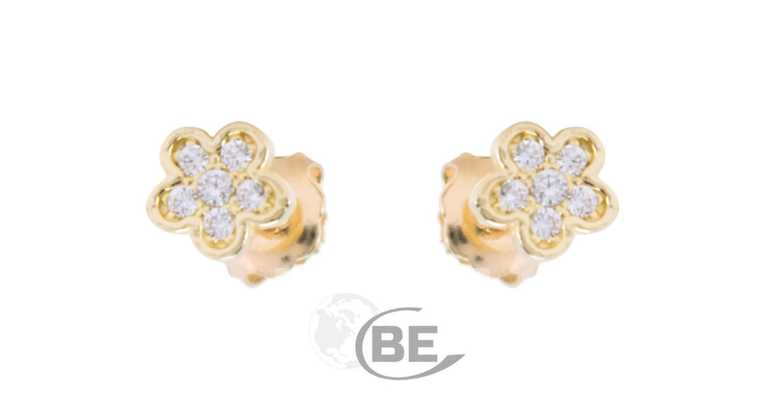10K Flower Baby Screw Back Earrings