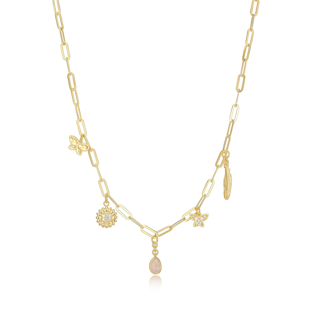 Reign Paperclip Necklace with 5 Charms - 18"