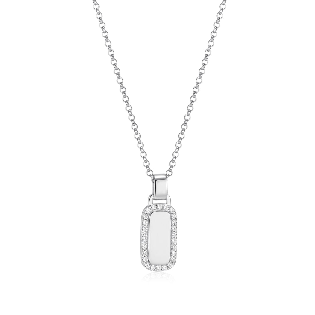 ELLE "Allure" Rhodium-Plated Sterling Silver CZ Halo Pendant