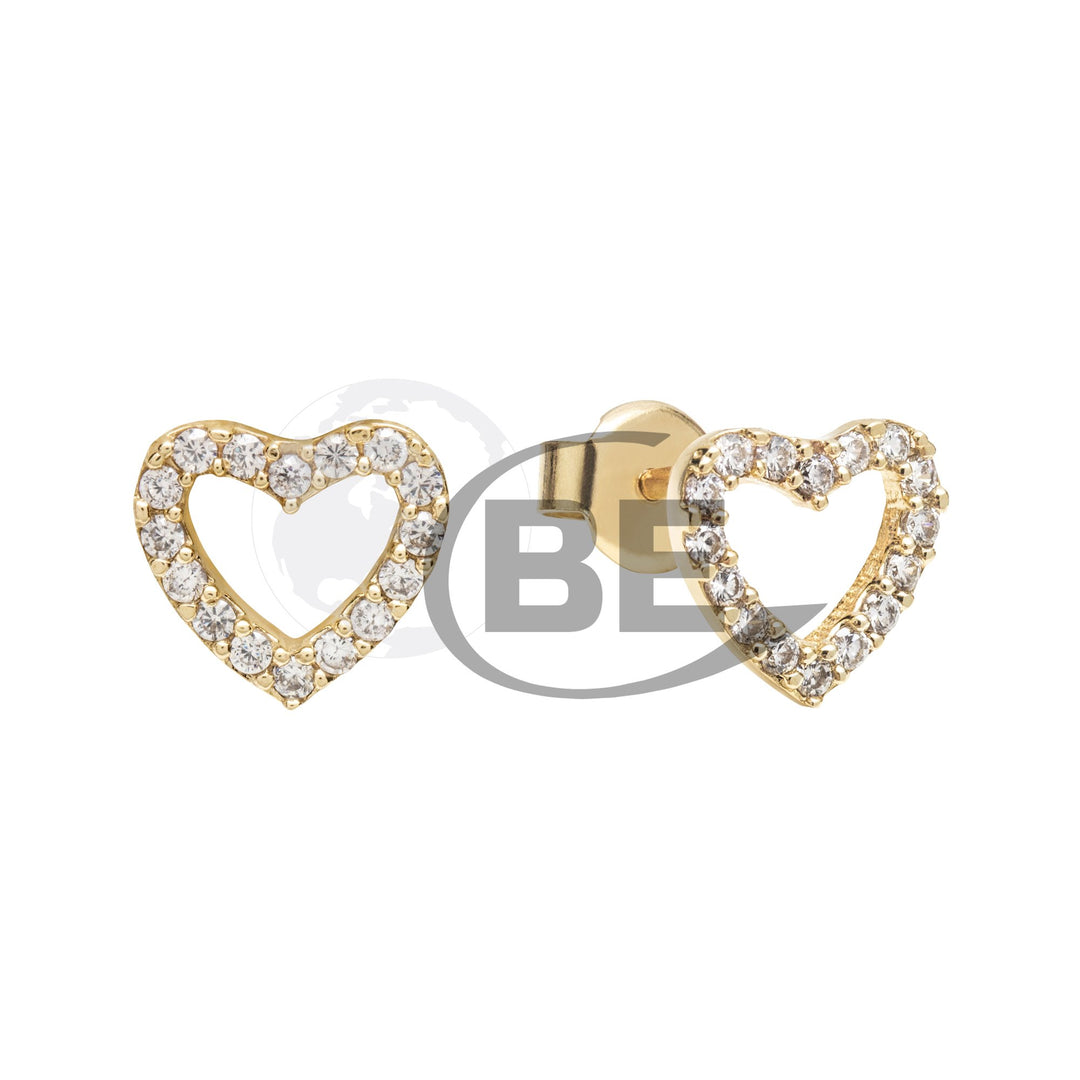 10K Heart Earrings, CZ