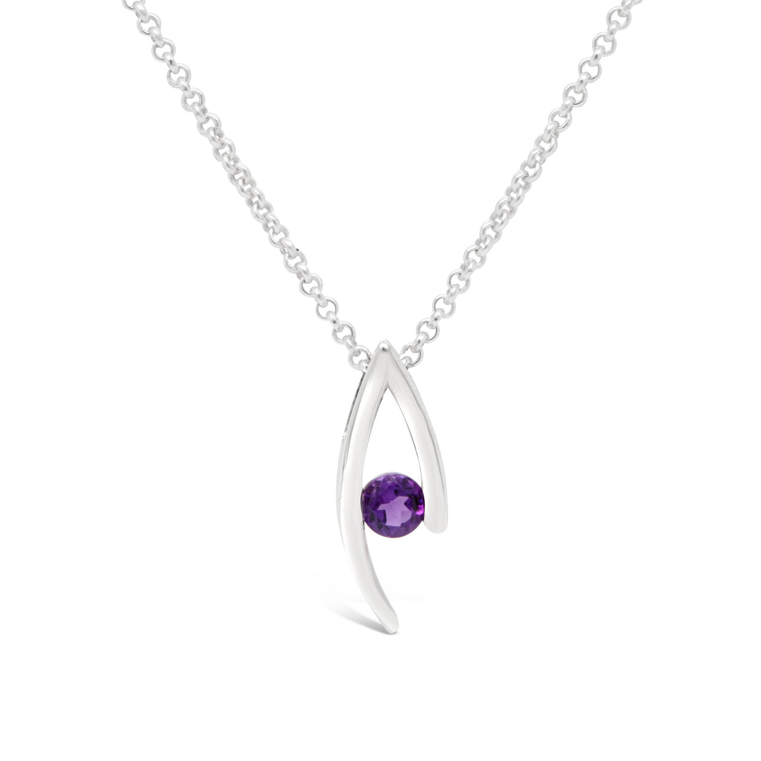 Double Curve Birthstone Pendant, February
