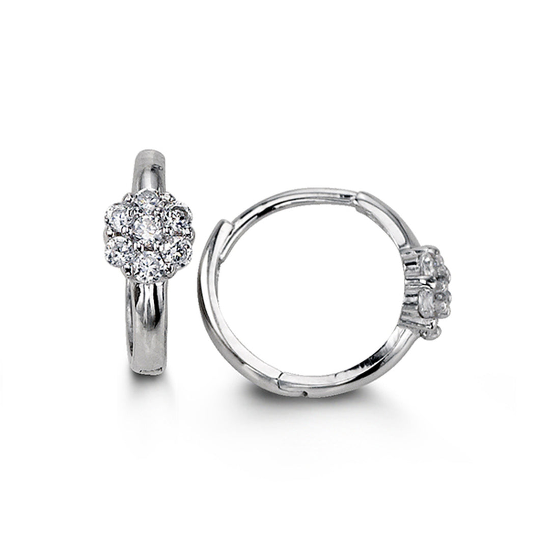 14K CZ Huggie Hoop Earrings