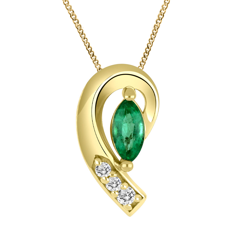 10 Karat Emerald & Diamond Drop Necklace