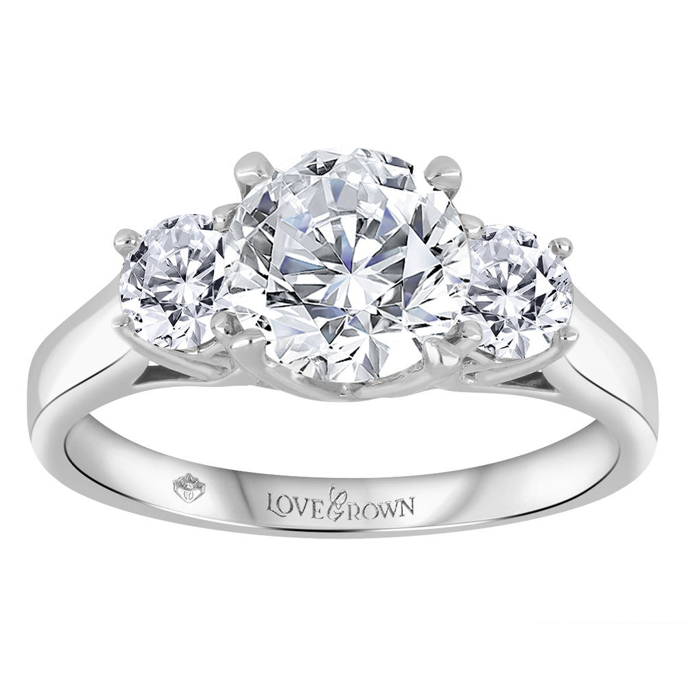 14K Lab Grown Three Stone Diamond Engagement Ring, 2.30 TDW