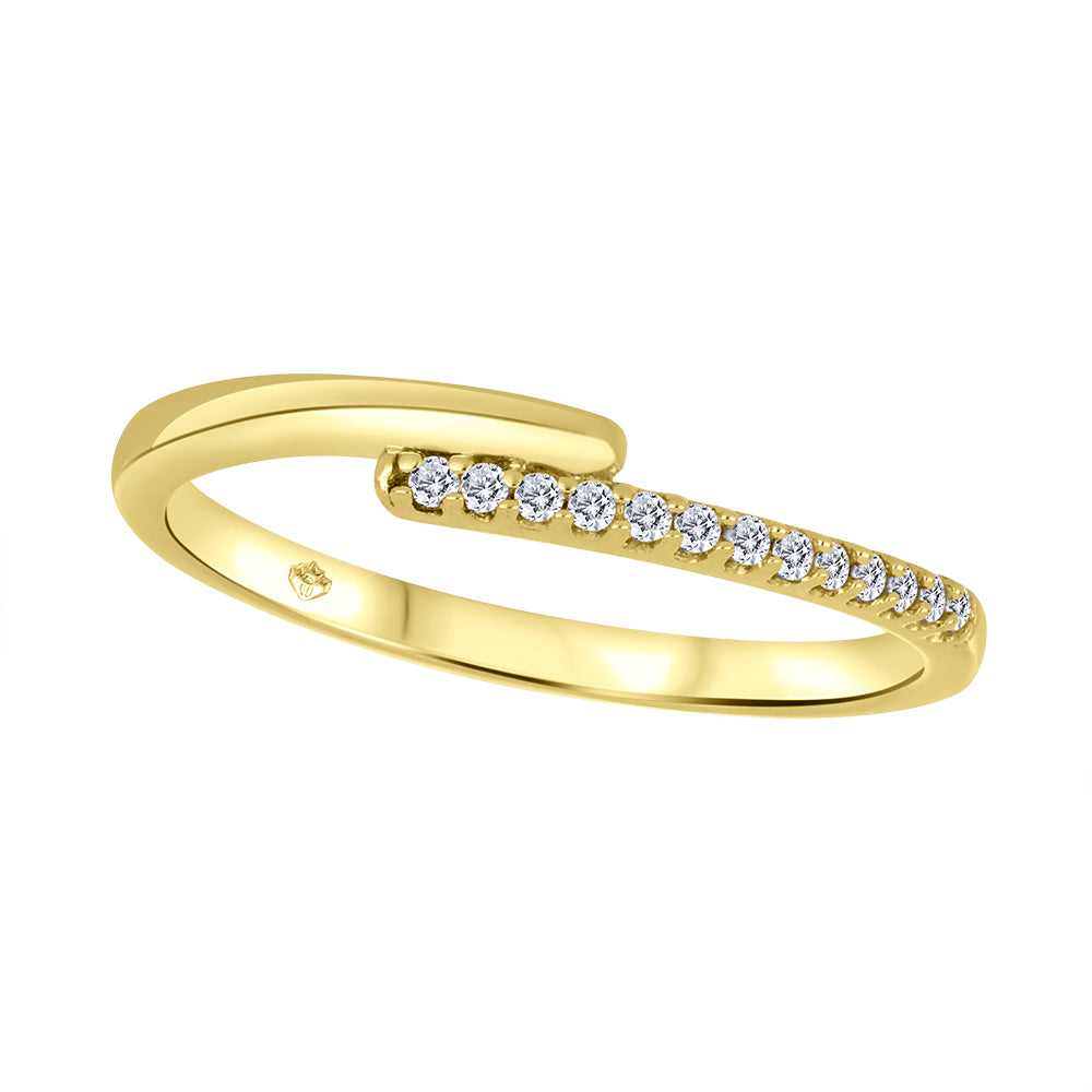 10 Karat Cross Over Engagement Ring, 0.07 CT Center