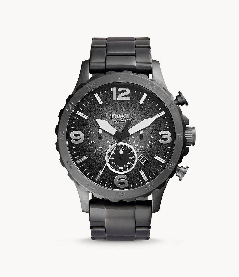 Fossil Nate Chronograph Smoke Stainless Steel Watch