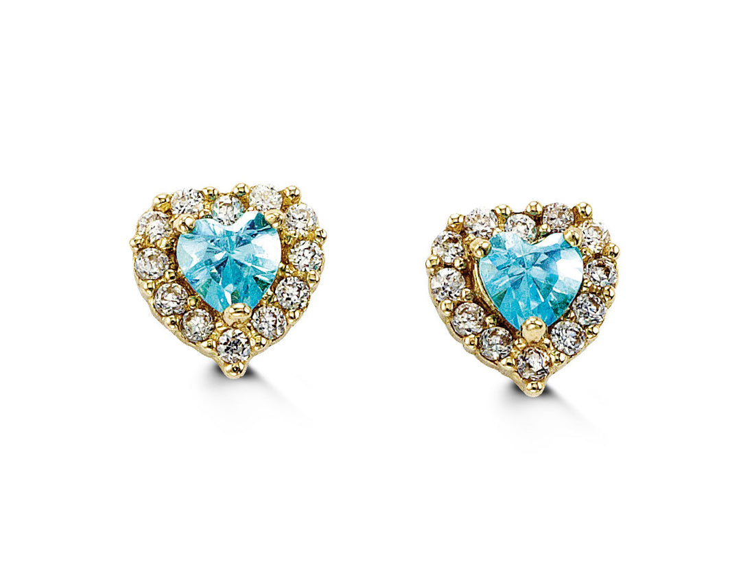 Child's 14K Heart Halo Stud Earrings