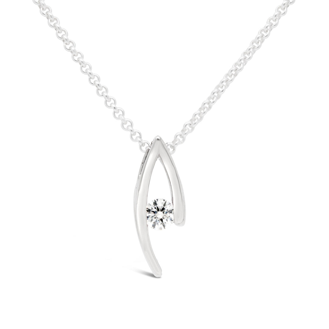 Double Curve Birthstone Pendant, April