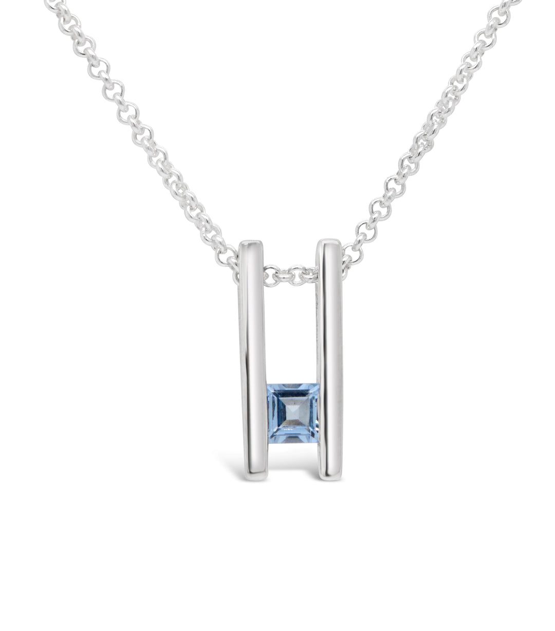 Double Bar Birthstone Pendant, March