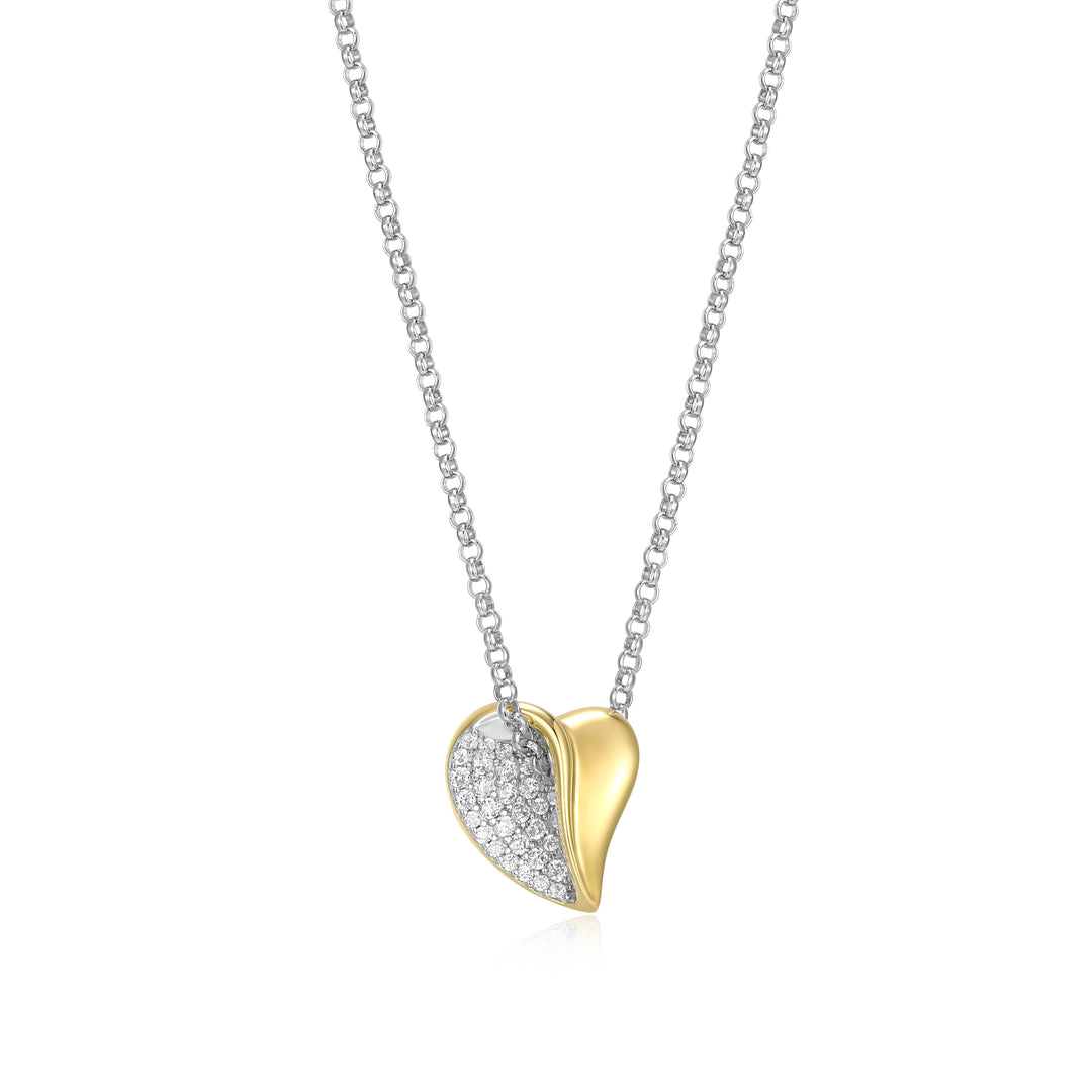 ELLE "Amour" Two-Tone Sterling Silver Floating Heart Pendant