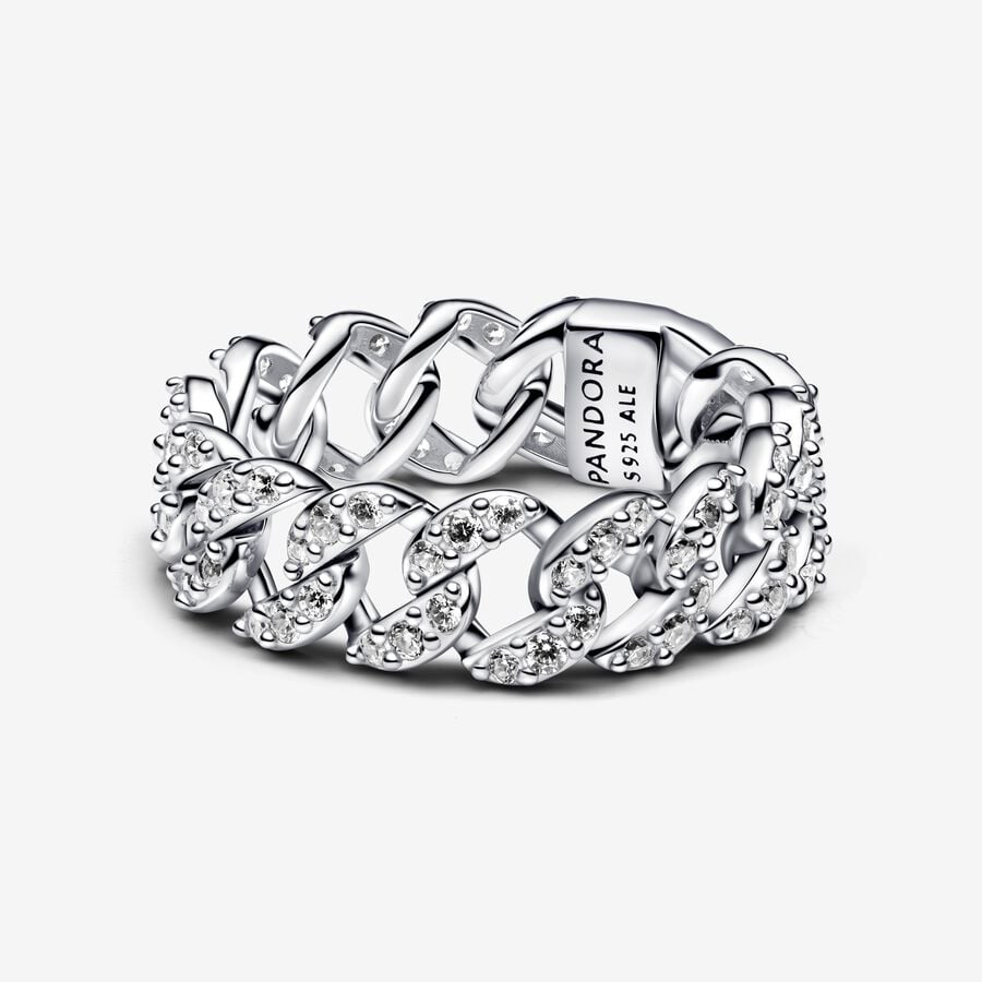 Pandora Pavé Cuban Chain Ring, Size 6
