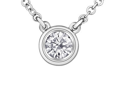 14K Solitaire Necklace 0.15CT