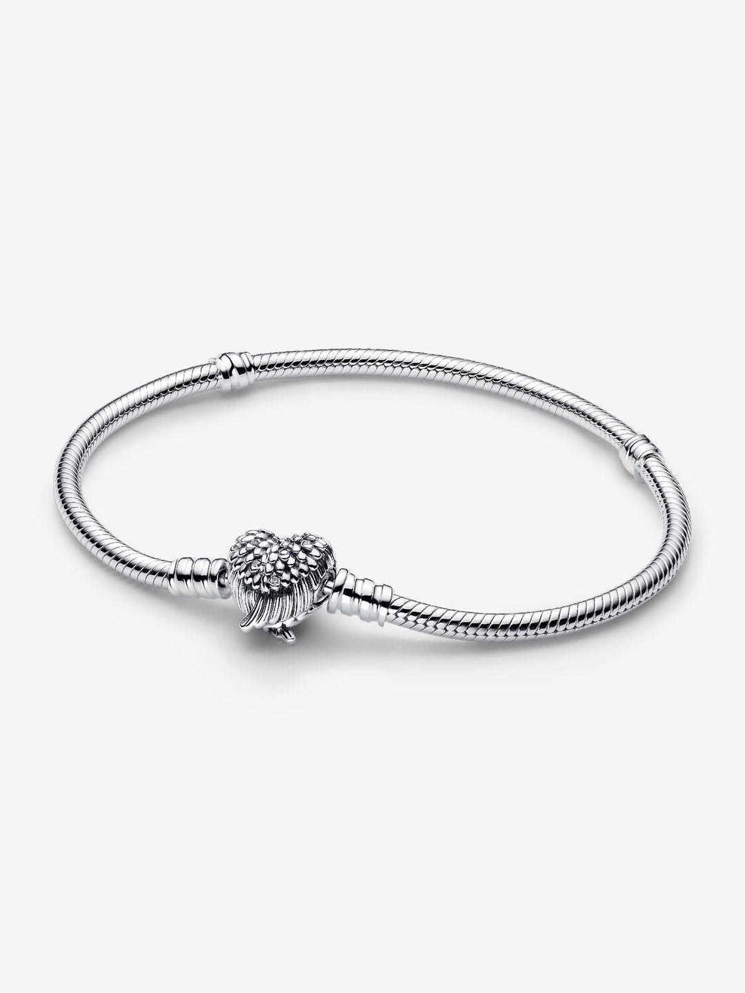 Pandora Heart Wings Clasp Snake Chain Bracelet, Size 7.5