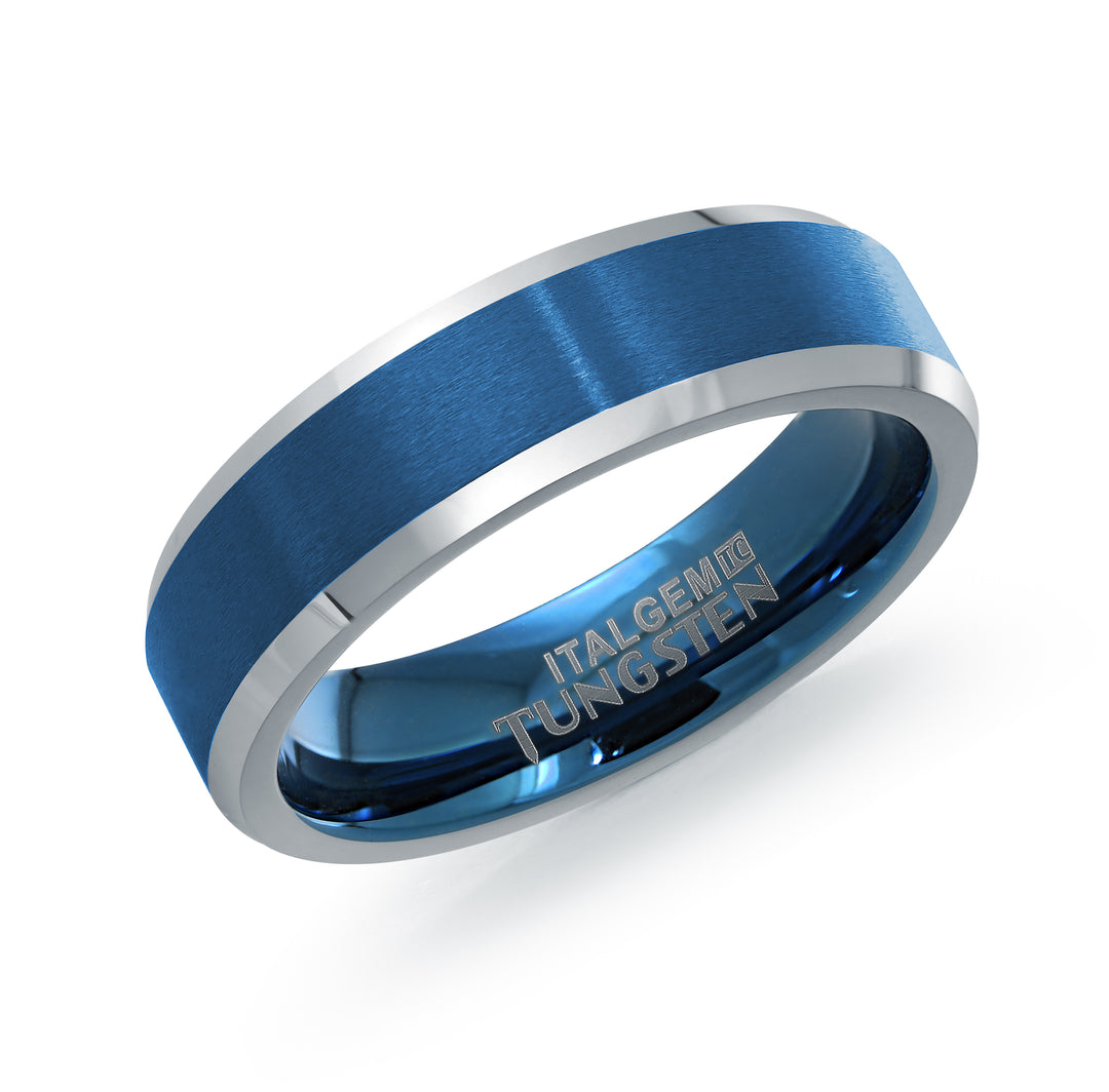 30% OFF - Tungsten Blue Center Ring