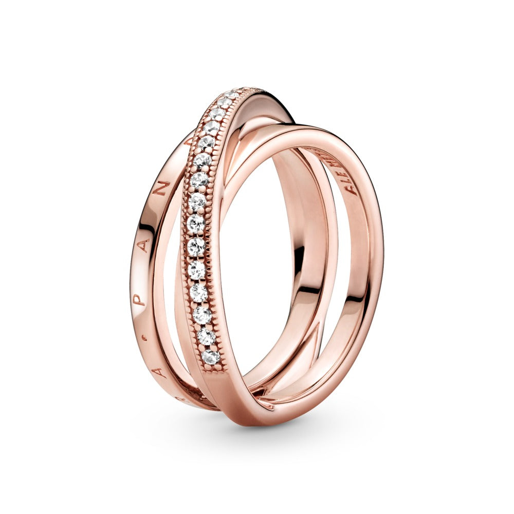 FINAL SALE - Pandora Crossover Pavé Triple Band Ring, sz 7.5