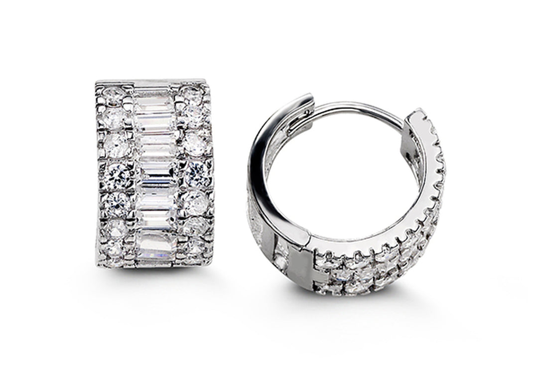 FINAL SALE - Bella Sterling Silver CZ Huggies