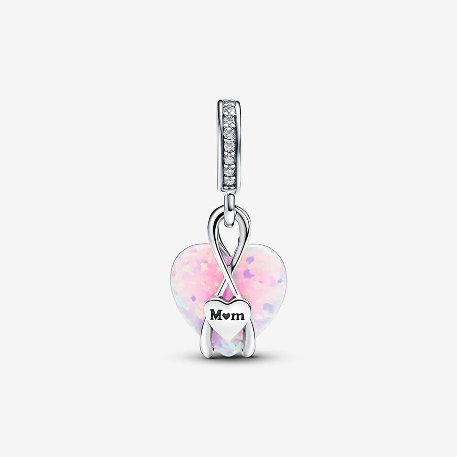 Pandora Mum Opalescent Heart Dangle Charm