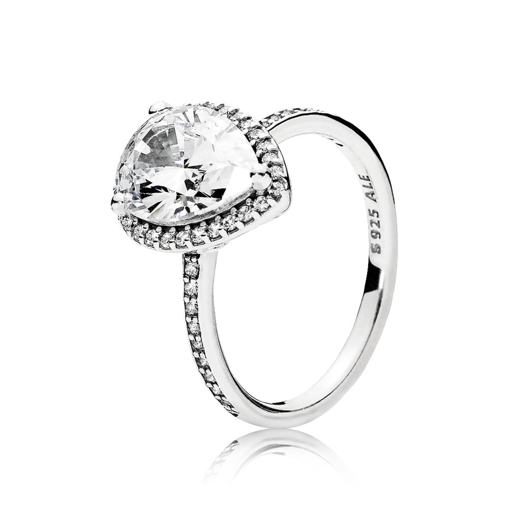 Sparkling Teardrop Halo Ring, size 5.0