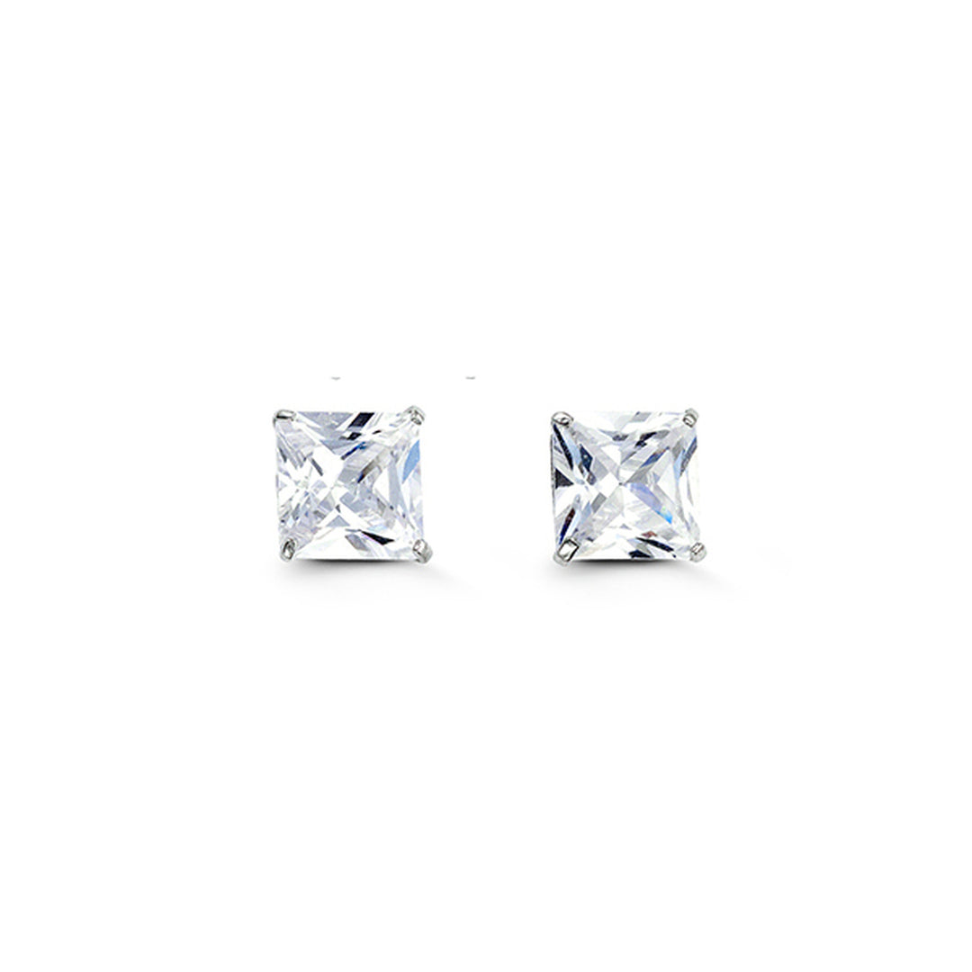 14KW 6mm Square CZ Stud Earrings