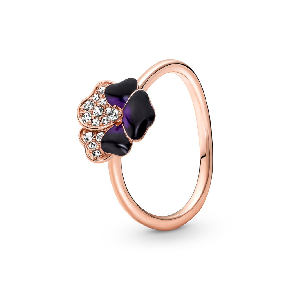 FINAL SALE- Pandora Deep Purple Pansy Flower Ring, 7
