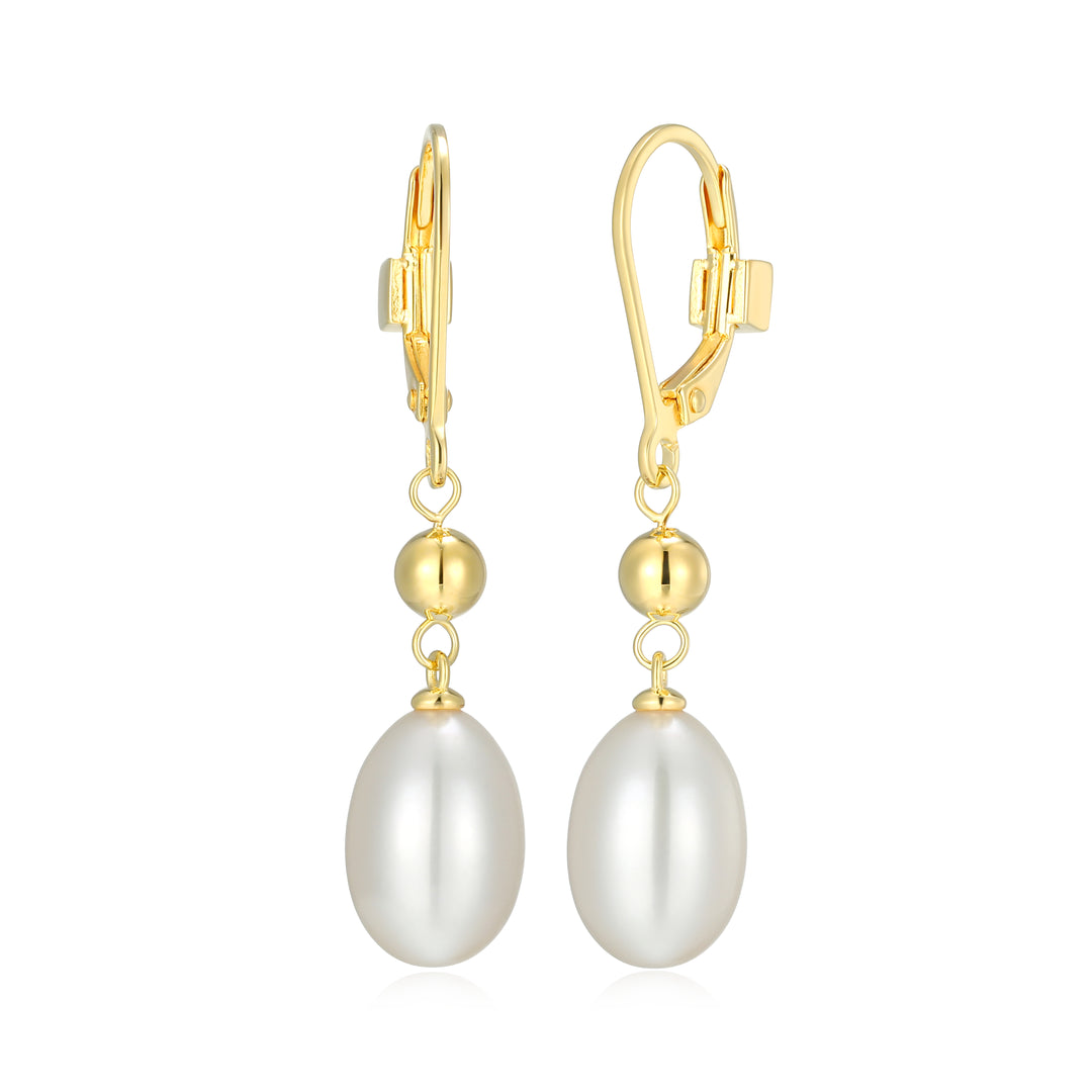 ELLE 18K Gold-Plated Sterling Silver Pearl Drop Earrings