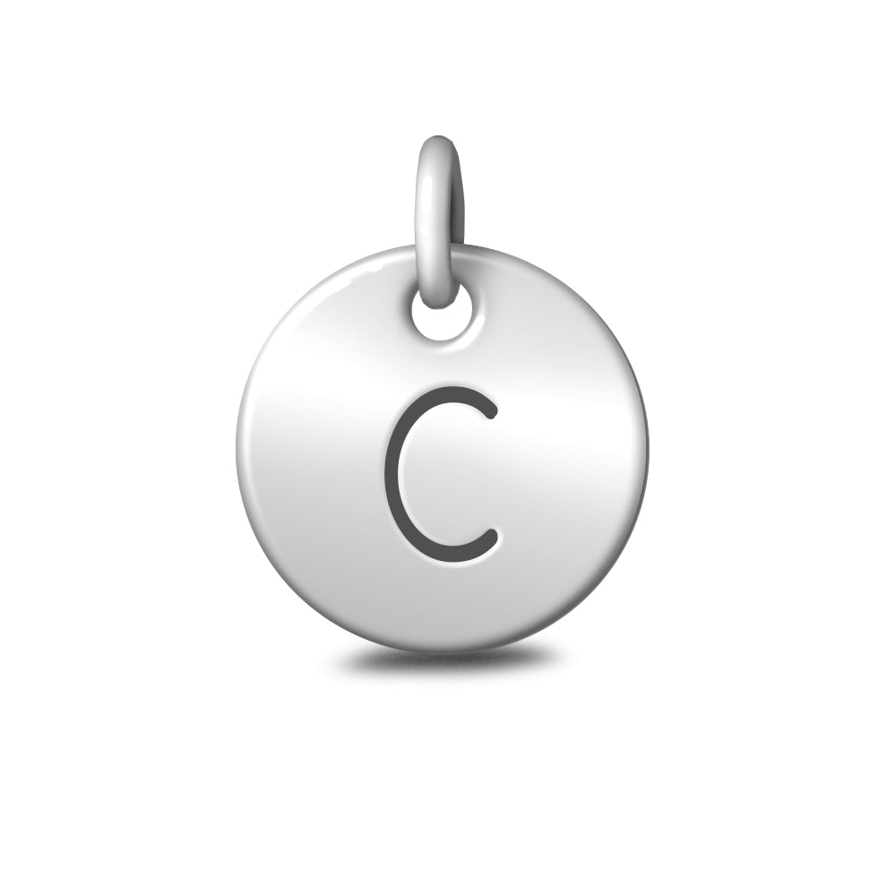 Silver Letter 'C' Disc Pendant