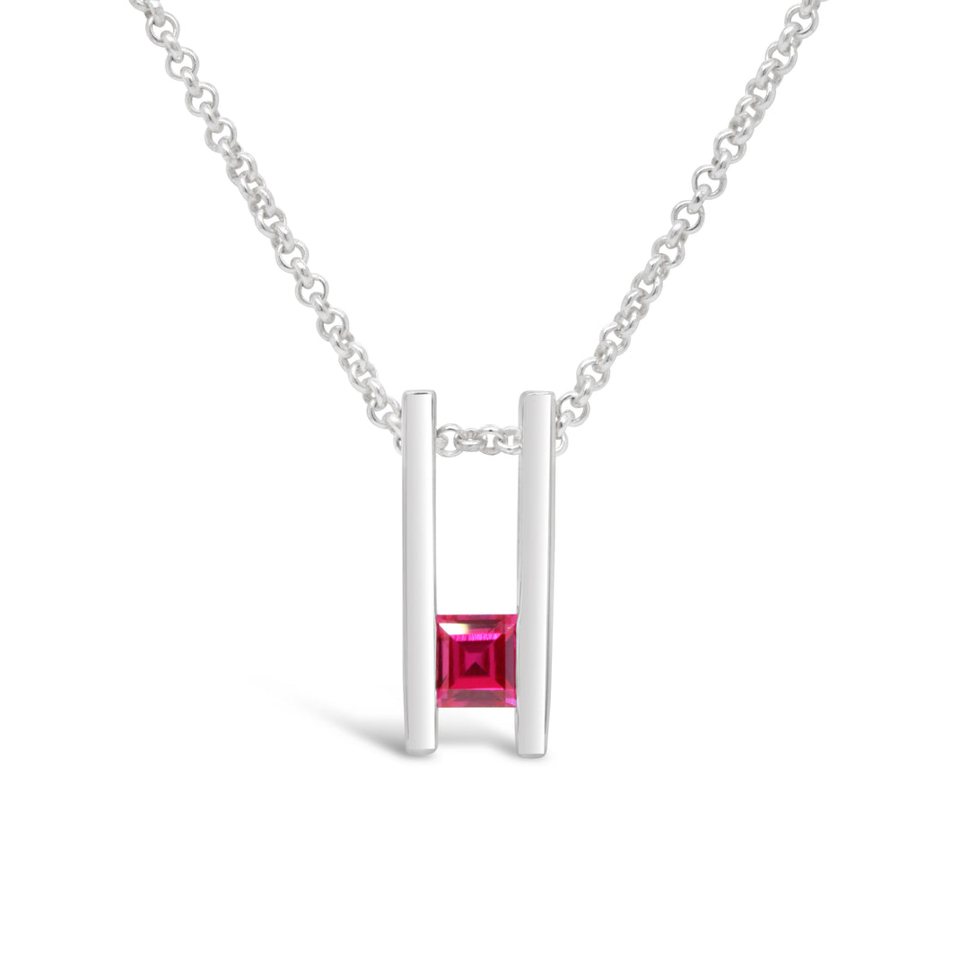 Double Bar Birthstone Pendant, July