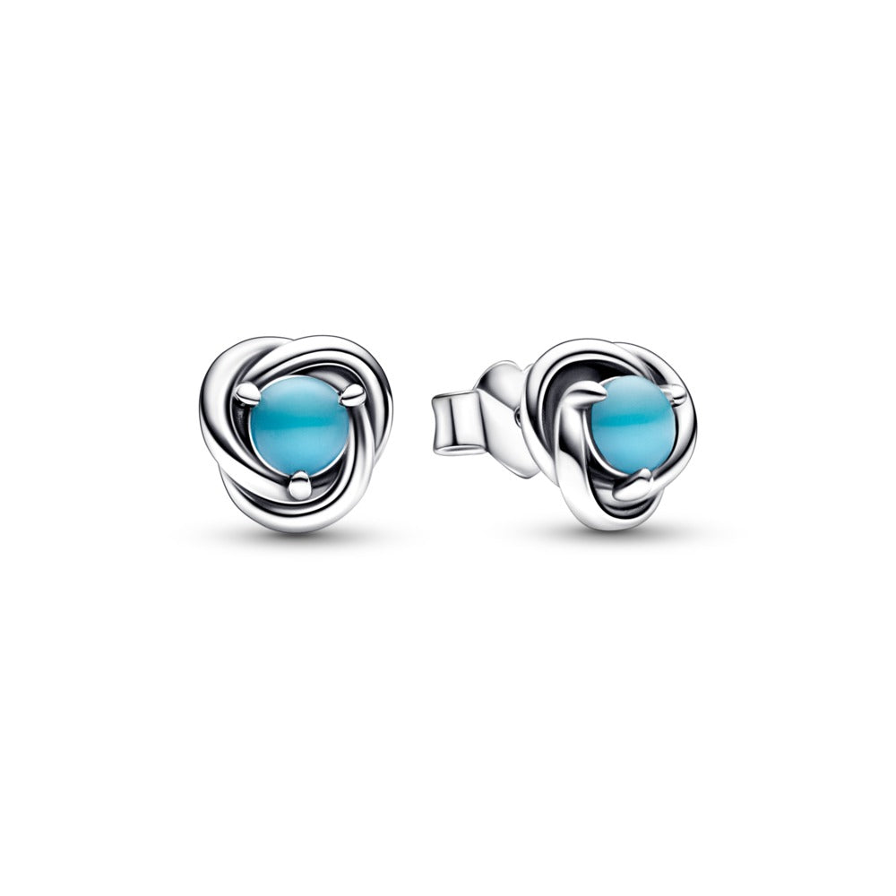 FINAL SALE - Pandora December Turquoise Blue Eternity Circle Stud Earrings
