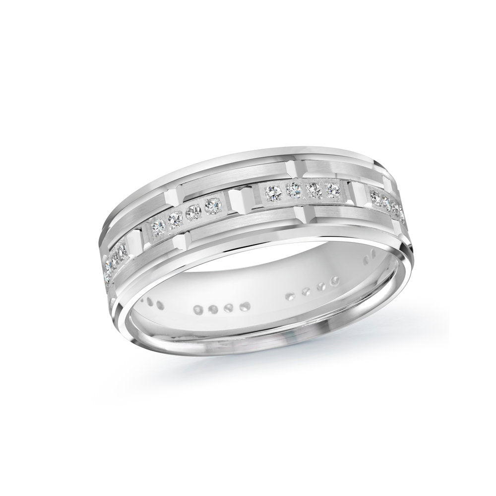 Mardini Executif - Carved and Diamond 7MM Gold Ring
