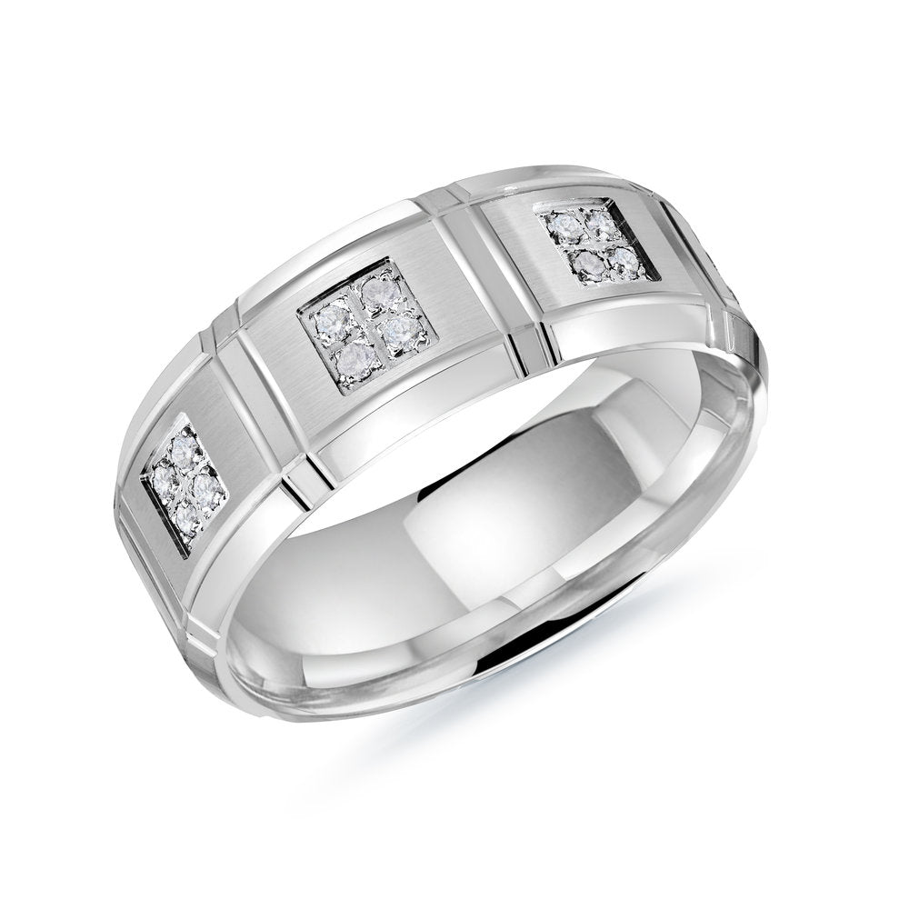 Mardini Executif - Carved and Diamond 8MM Gold Ring