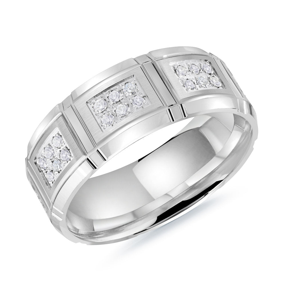 Mardini Executif - Carved and Diamond 8MM Gold Ring