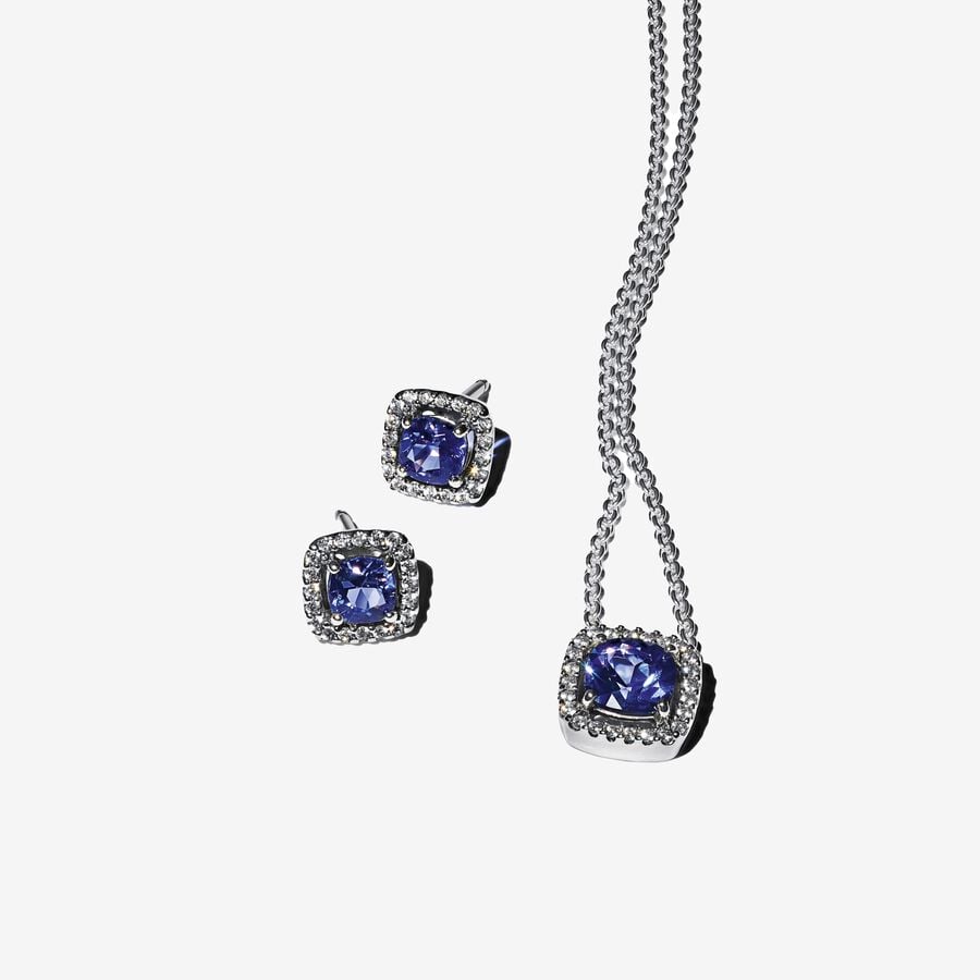 Pandora Sparkling Square Blue Halo Jewellery Gift Set