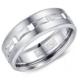 30% OFF - Tungsten & White Gold Carved Band