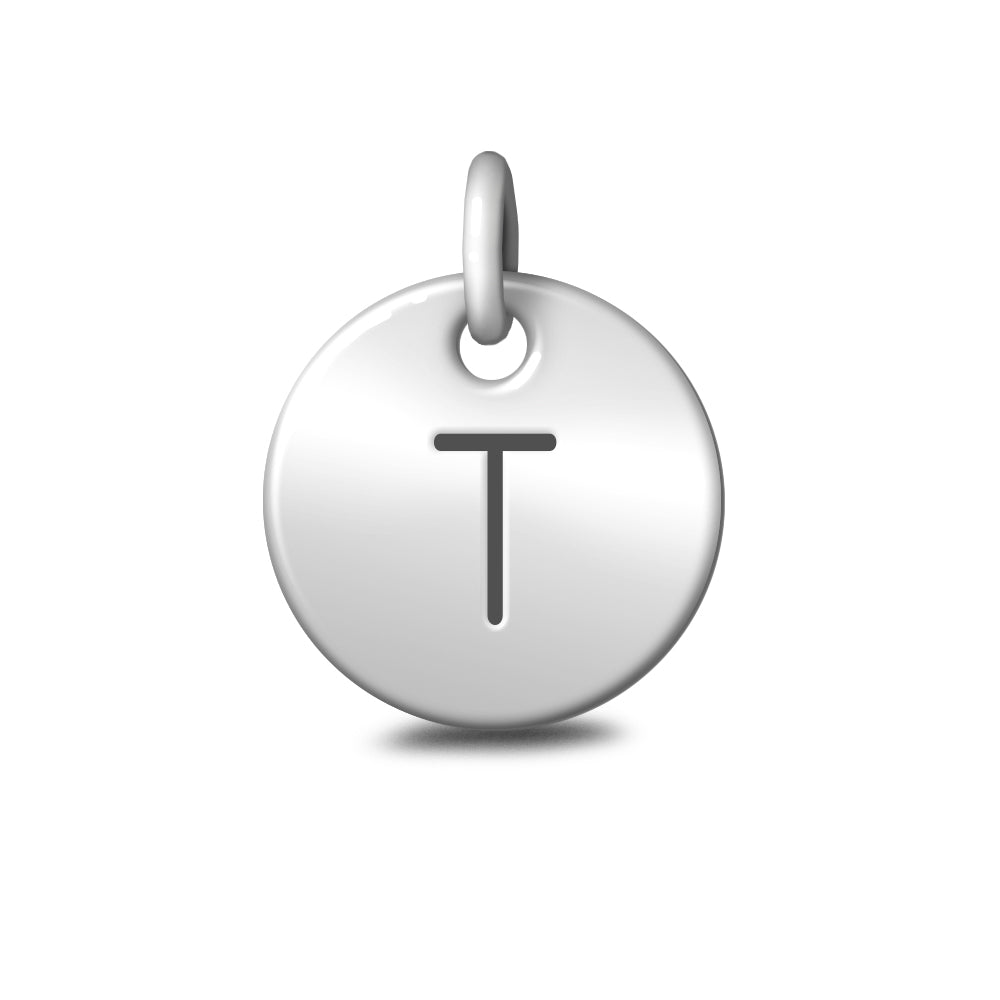 Silver Letter 'T' Disc Pendant