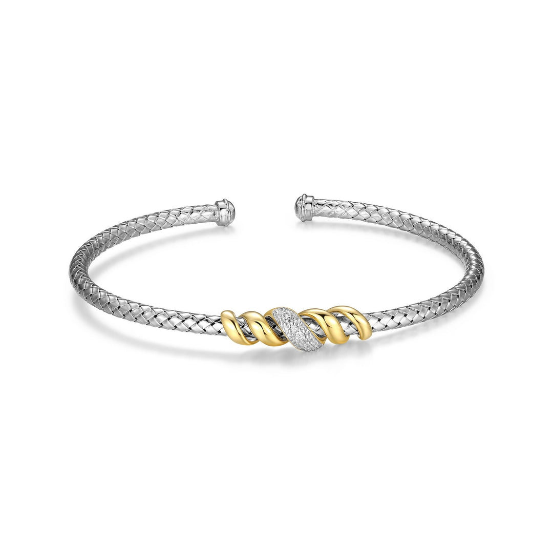 Charles Garnier "Celeste" Two Tone Twisted Cuff Bangle. 60x50mm