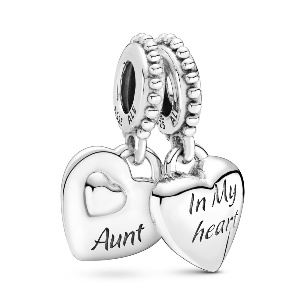 FINAL SALE - Pandora Aunt & Niece Split Heart Dangle Charm