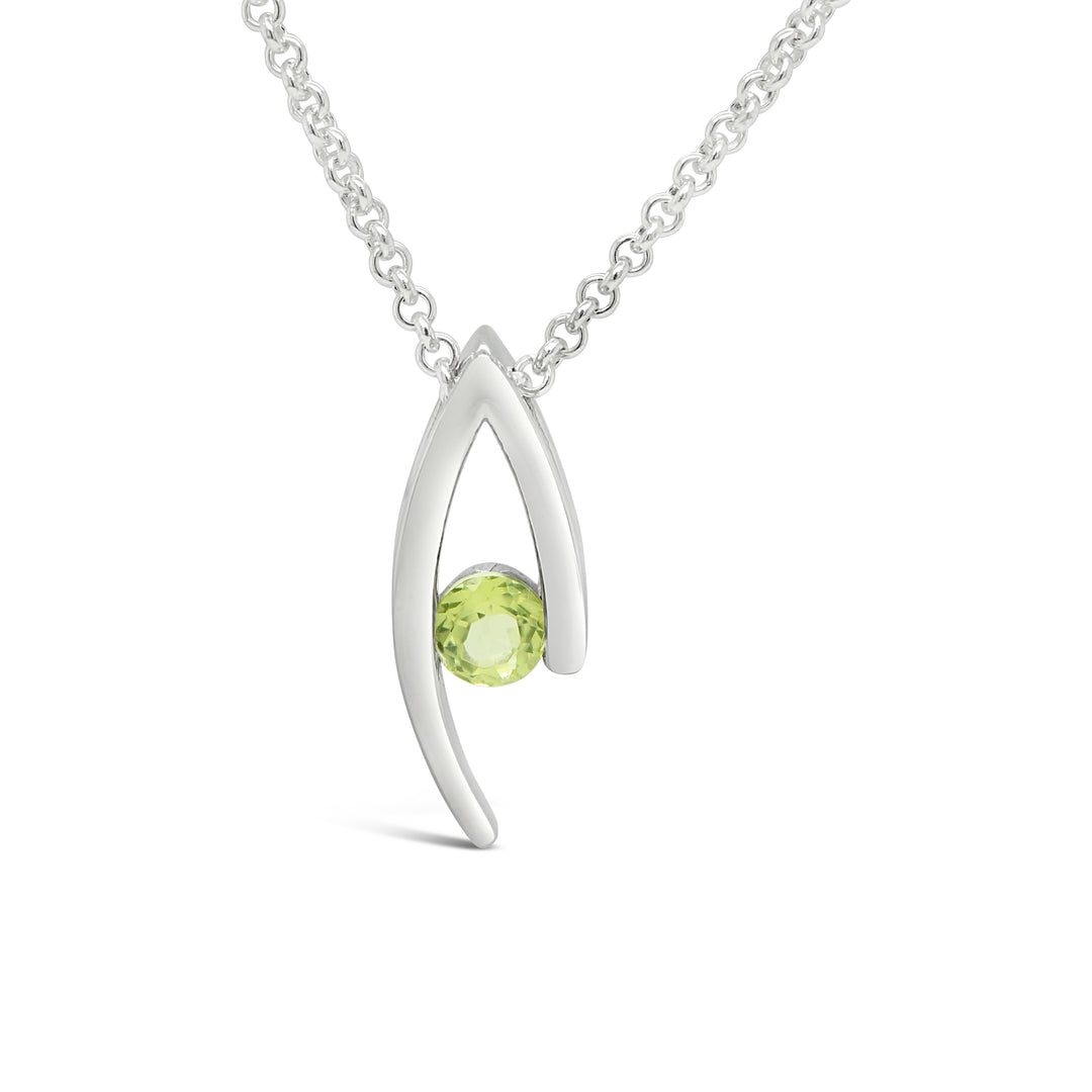 Double Curve Birthstone Pendant, August