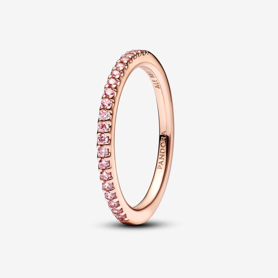 Pandora Sparkling Pink Band Ring, Size 7.5