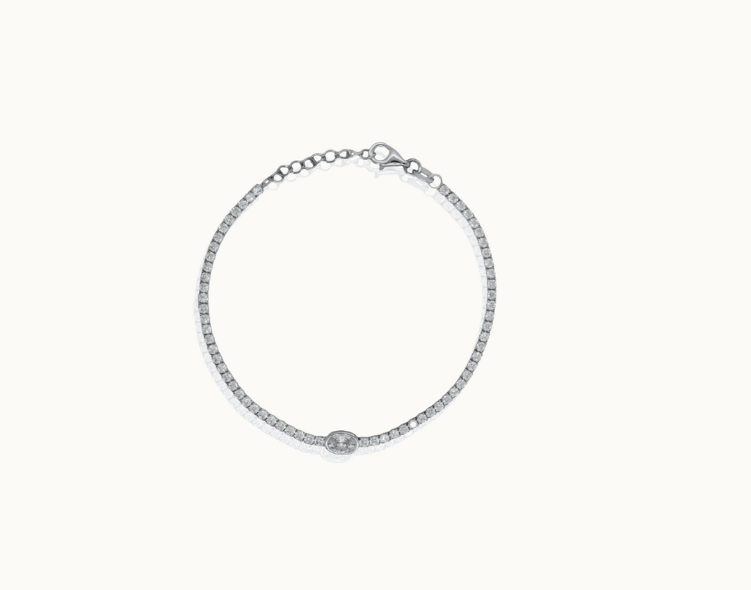 Sterling silver tennis bracelet, 6.5+1"