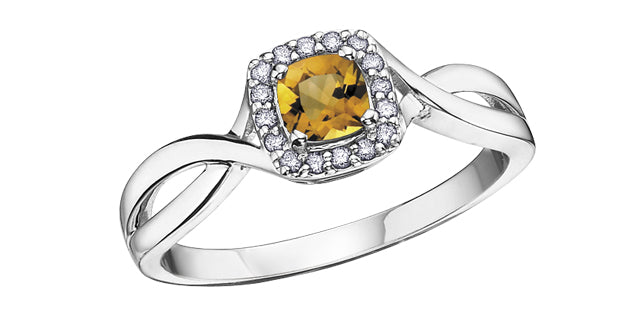 November Birthstone 10K Diamond Halo Ring